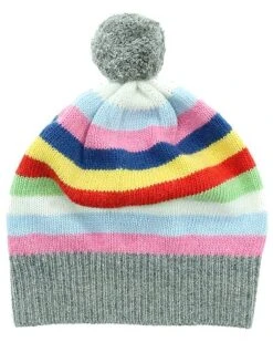 Pom & Ribbed Cuff Striped Wool & Cashmere-Blend Hat Kids