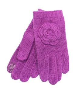 Handknitted Flower Tech Wool & Cashmere-Blend Glove Kids