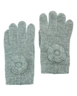 Handknitted Flower Tech Wool & Cashmere-Blend Glove Kids
