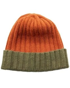 Contrast Color Folded Cuff Ribbed Wool & Cashmere-Blend Hat Kids