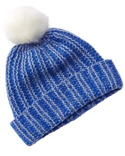 Two-Tone Ribbed Cashmere Hat Kids