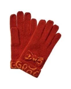 Leopard Bow Wool & Cashmere-Blend Gloves Kids