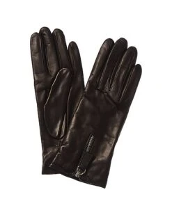 Leather Zip Gloves Women