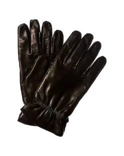 Men's Black Lambswool & Cashmere Lined Leather Gloves
