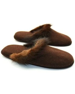 Ladies Slippers With Mink Fur Tails On Top Home