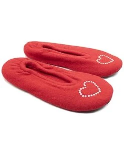 Ladies Ballerina Slippers With Hotfix Stones Heart Home
