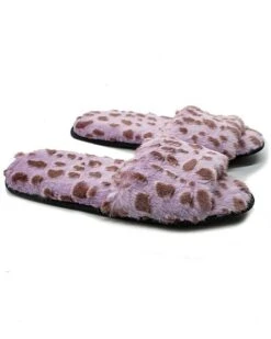 Ladies Open Toe Slippers In Fake Fur Home