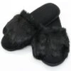 Ladies Open Toe Slippers With Rabbit Fur Top Home -Portolano 1311087111 RLLD 1