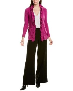 Ruffle Wool & Cashmere-Blend Cardigan Women