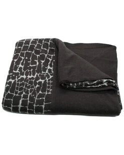 Bed Throw In Crocco Print Design With Solid Color Border All Around Home