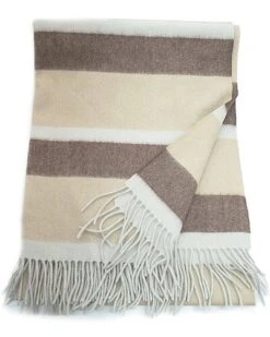 Woven Striped Throw With Fringe Ends Home